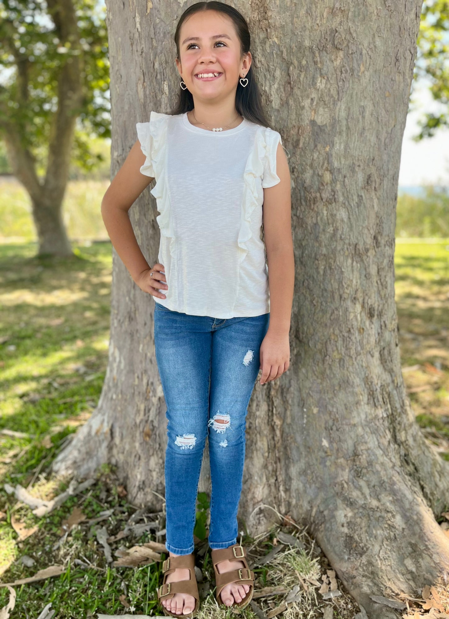 Girls 3 Button Skinny Jeans