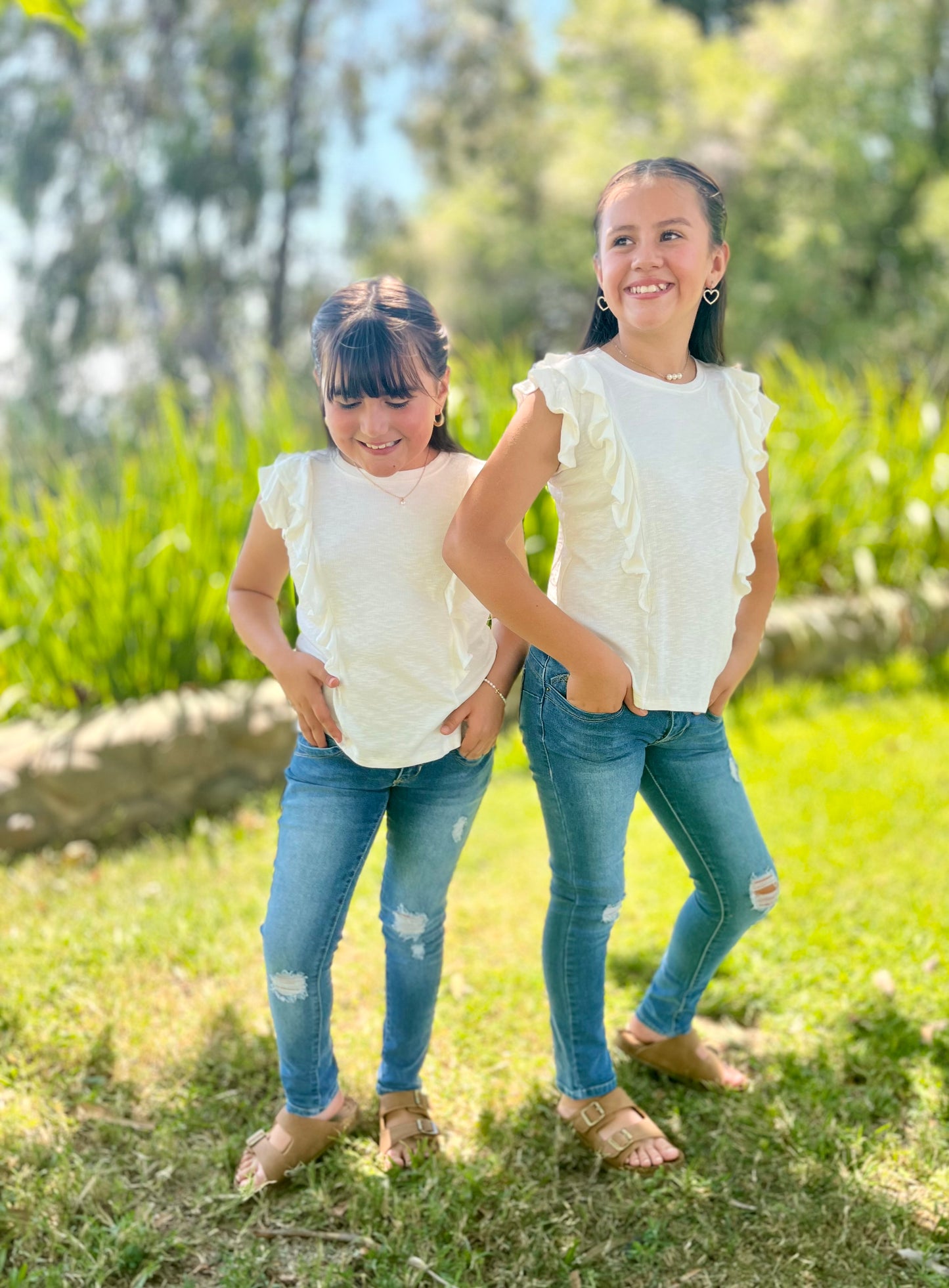 Girls 3 Button Skinny Jeans