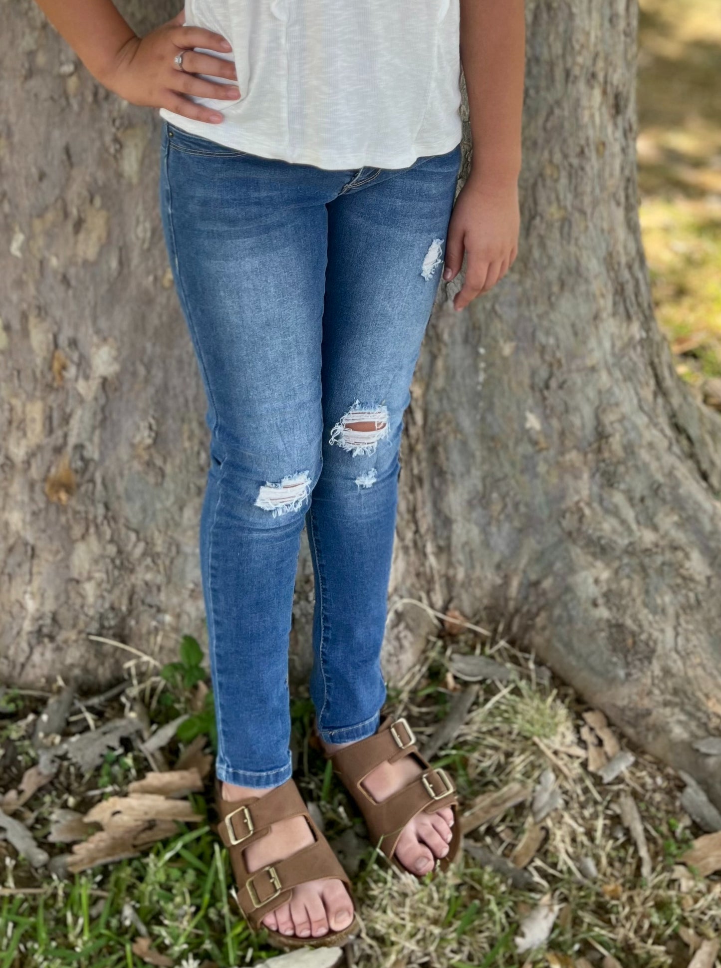 Girls 3 Button Skinny Jeans